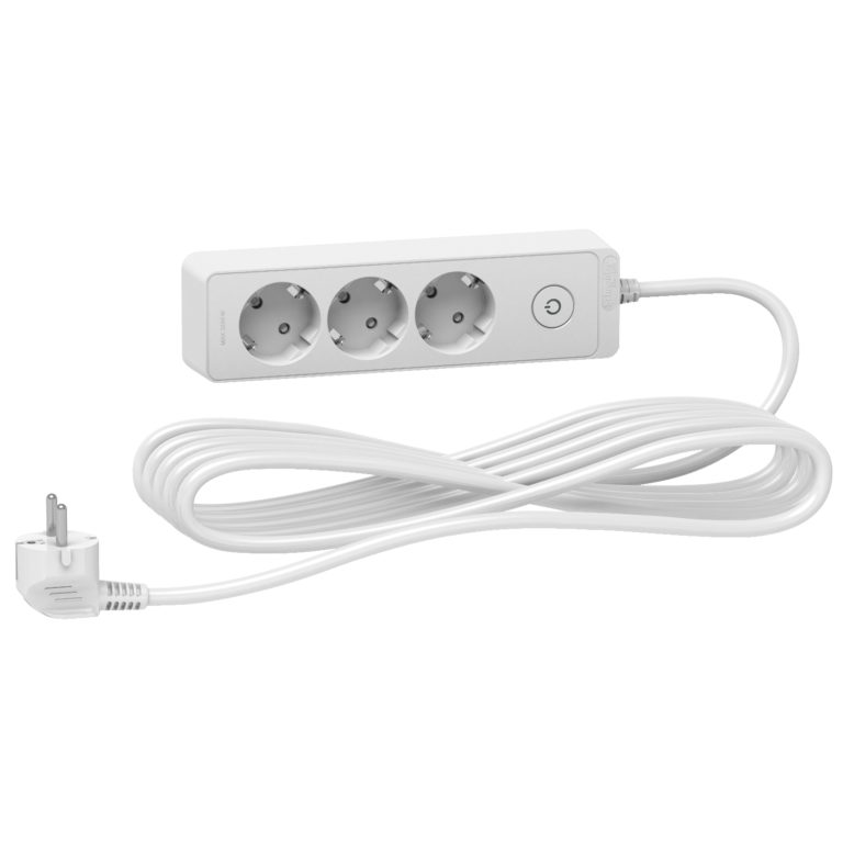 Разклонител 3 гнезда с ключ и кабел 5м бял ST9435W - Schneider
