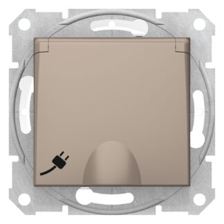 Механизъм контакт 16А с детска защита и капак IP44 "Sedna" SDN3100368 - титаний