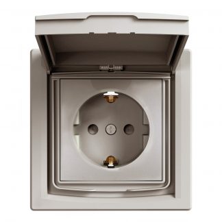 Контакт единичен с детска защита и капак IP44 "Asfora" EPH3100369 - бронз