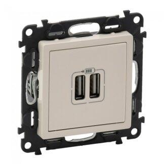 Розетка 2xUSB Type A 5v 12w Valena Life 753212 - крем