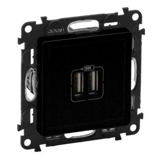 Розетка 2xUSB Type A 5v 12w Valena Life 756312 - черен мат