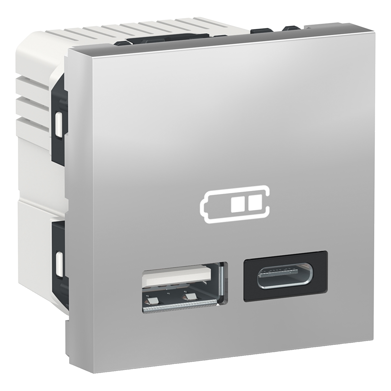 Механизъм контакт USB тип А + USB тип C "New Unica" • NU301830 • 2мод. без монтажна рамка - алуминий