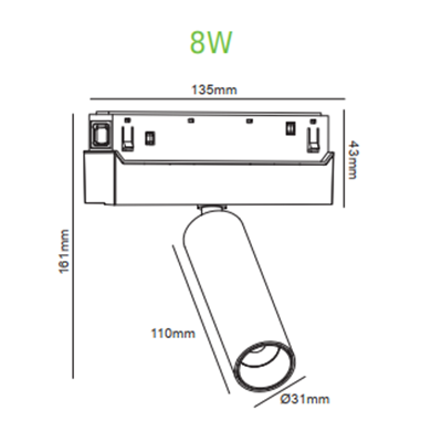 Прожектор за магнитна шина HUBE MINI 8w 4000K HUBEM840B - Aca Light - Image 2