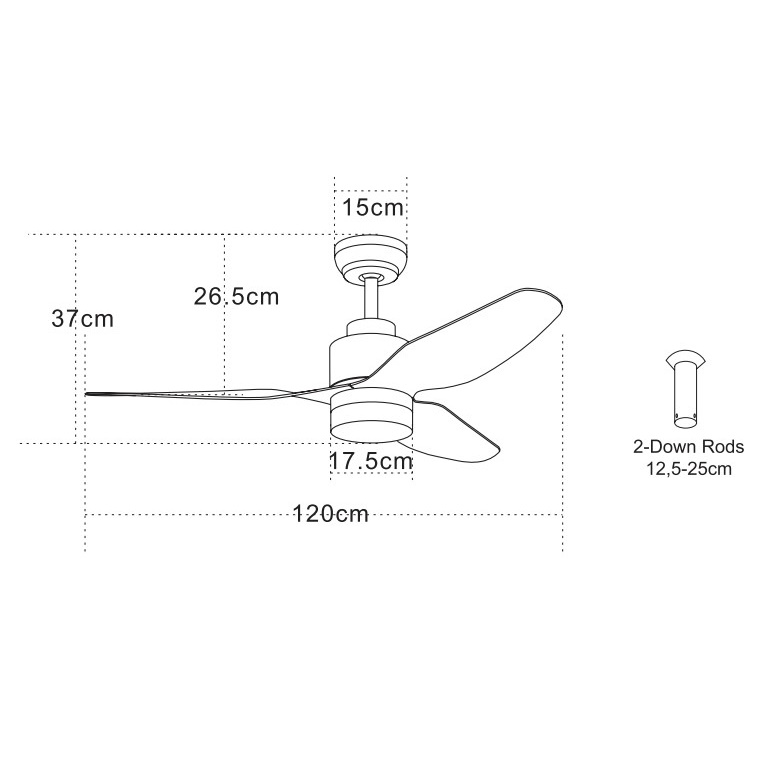 Вентилатор за таван 38w + лампа 18w • Ø120cm • дистанционно • 19130 - Zambelis - Image 2