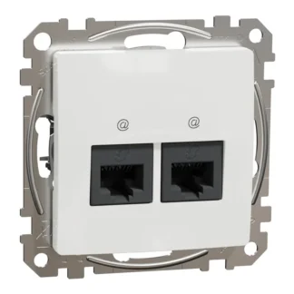 Двойна информационна розетка 2xRJ45 Cat.6 UTP бяла SDD111462 - Sedna Design
