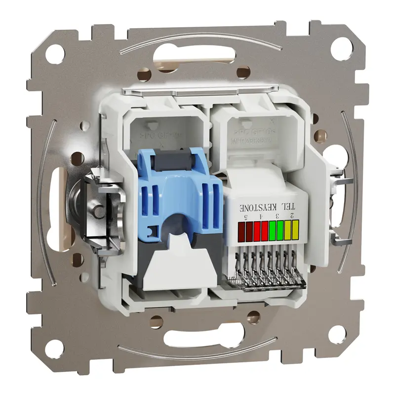 Комбинирана розетка RJ11+RJ45 Cat.6 UTP крема SDD112468 - Sedna Design - Image 2