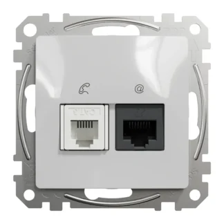 Комбинирана розетка RJ11+RJ45 Cat.6 UTP алуминий SDD113468 - Sedna Design