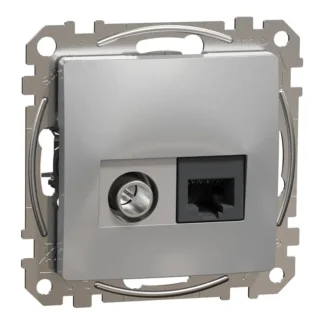 Комбинирана розетка TV+RJ45 Cat.6 UTP алуминий SDD113469T - Sedna Design
