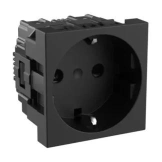 Контакт шуко стандарт 2P+E 16A с детска защита черен 2 мод. RG4141P - Classia Bticino