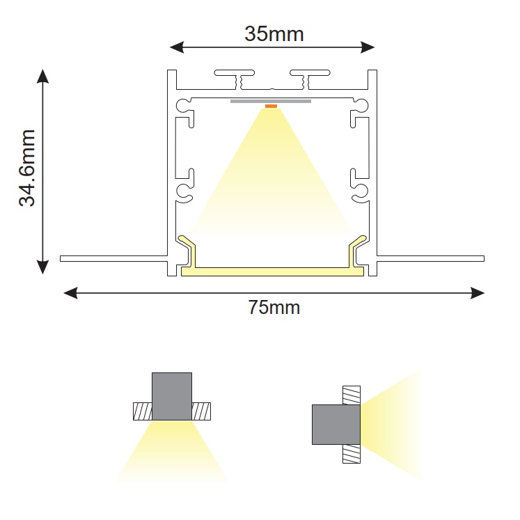 LED профил за trimless вграждане WINT 28w 3000K 198cm. WINT2830NMBS - Aca Light - Image 5