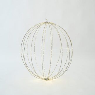 SILVER METAL BALL LIGHTED 60cm, 480 MINI LED, ADAPTOR STEADY, SILVER COPPER WIRE, WARM WHITE LED, LEAD WIRE 3m, IP44 600-22422 - Eurolamp