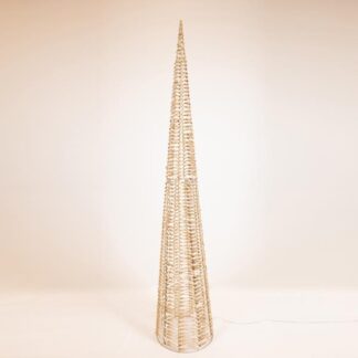 LIGHTED CONE GOLD 180cm, 1800 LED, 31V ADAPTOR, TIMER, SILVER COPPER WIRE, WARM WHITE LED, LEAD WIRE 5m, IP44 600-22478 - Eurolamp