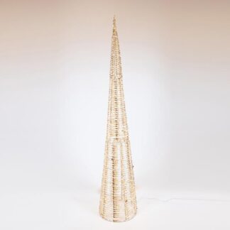 LIGHTED CONE GOLD 210cm, 2400 LED, 31V ADAPTOR, TIMER, SILVER COPPER WIRE, WARM WHITE LED, LEAD WIRE 5m, IP44 600-22479 - Eurolamp