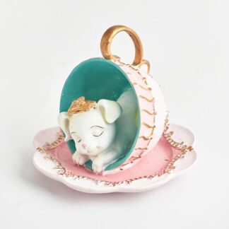 DECORATIVE CUP WITH DOG, PINK, 10x11cm 600-43982 - Eurolamp