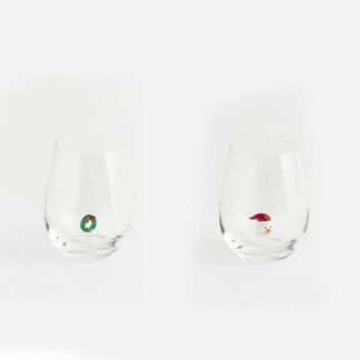 GLASS, WITH WREATH AND SANTA INSIDE, SET 2PCS 600-44334 - Eurolamp