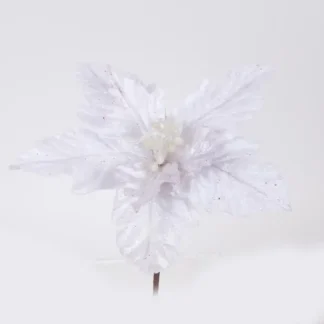 POINSETTIA, WHITE WITH WHITE ANTHERS, 22x12cm 600-46155 - Eurolamp