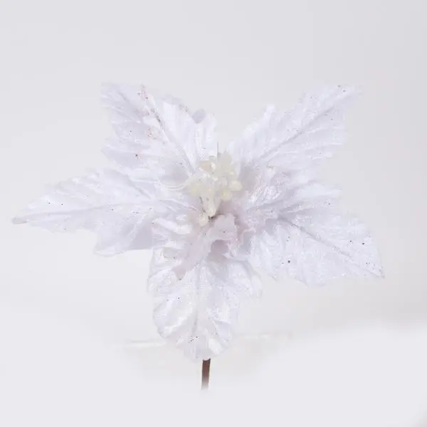 POINSETTIA, WHITE WITH WHITE ANTHERS, 22x12cm 600-46155 - Eurolamp