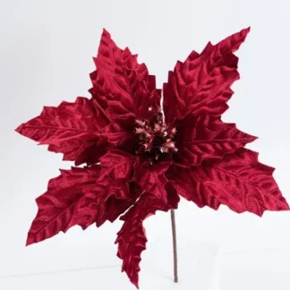 VELVET POINSETTIA, BURGUNDY, 37x24cm 600-46168 - Eurolamp