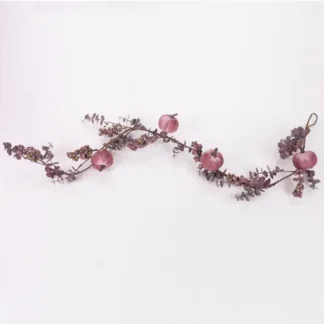 BRANCH WITH PINK VELVET PUMPKINS AND BURGUNDY BERRIES, 120cm 600-46177 - Eurolamp