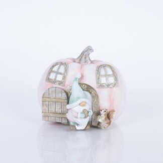 POLYRESIN DECORATIVE, PUMPKIN WITH ELF, PINK, 12.5x15x13cm 600-46265 - Eurolamp
