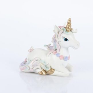 SITTED UNICORN, POLYRESIN, OPAL, 8x15.5x14cm 600-46266 - Eurolamp