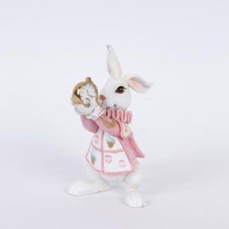 POLYRESIN DECORATIVE MOUSE, PINK WITH GOLD CLOCK, 7.5x9.5x13cm 600-46273 - Eurolamp