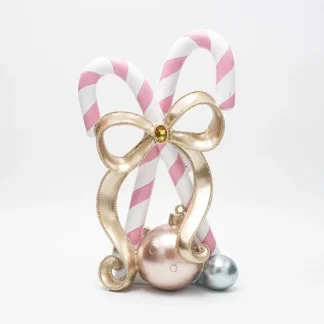 POLYRESIN CANDY CANES, PINK WITH BOW, 19.3x14x30.2cm 600-46742 - Eurolamp