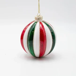 GLASS BALL, CANDY RED GREEN WHITE, SET 4PCS, 10cm 600-46783 - Eurolamp