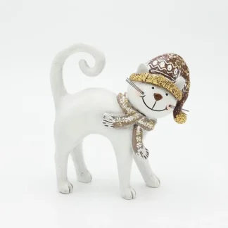 POLYRESIN CAT, WHITE, 13.5x14.5cm 600-46830 - Eurolamp