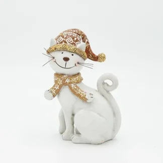POLYRESIN SITTING CAT, WHITE, 10.5x16cm 600-46831 - Eurolamp