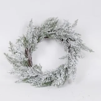 SNOWY WREATH, WITH FIR BRANCH, 45cm 600-46999 - Eurolamp