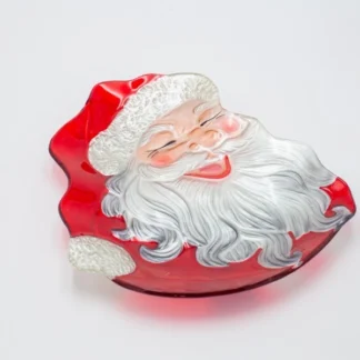 SANTA PLATTER, GLASS DECORATIVE, 25.5x30cm 600-47135 - Eurolamp