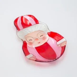 MRS SANTA CLAUS PLATTER, CANDY, GLASS DECORATIVE, 18.5x30cm 600-47137 - Eurolamp