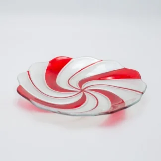 CANDY PLATTER ROUND, SILVER RED, GLASS DECORATIVE, 23.5cm 600-47138 - Eurolamp