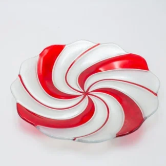 CANDY PLATTER ROUND, SILVER RED, GLASS DECORATIVE, 31.5cm 600-47139 - Eurolamp
