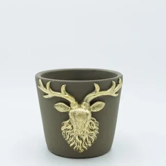 CEMENT PLANTER WITH RELIEF REINDEER, 16x14x12.5cm 600-47160 - Eurolamp