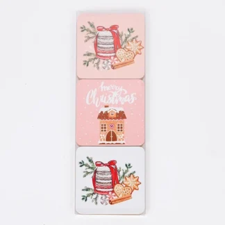 COASTER WITH CHRISTMAS DESIGNS, SET 6PCS, 9.5x9.5x0.47 600-47193 - Eurolamp