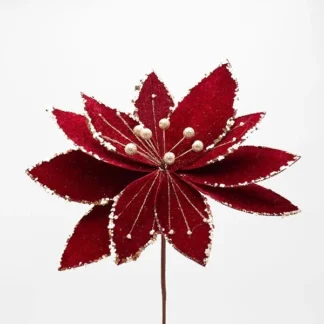 VELVET FLOWER, BURGUNDY, WITH CHAMPAGNE DETAILS, 33x45cm 600-47405 - Eurolamp