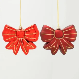 PLASTIC ORNAMENT, BOW, RED, SET OF 2PCS, 11cm 600-47811 - Eurolamp