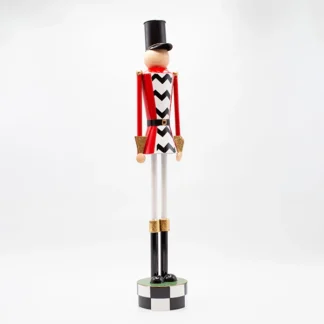 METALLIC NUTCRACKER, BLACK CHECKERED WITH RED, 110cm 600-47982 - Eurolamp