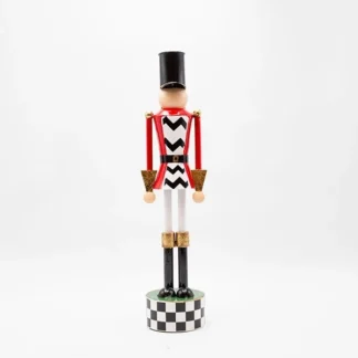 METALLIC NUTCRACKER, BLACK CHECKERED WITH RED, 46cm 600-47985 - Eurolamp