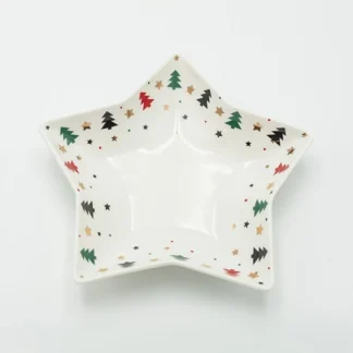 PLATE STAR WITH COLORED TREES, 25cm 600-48042 - Eurolamp
