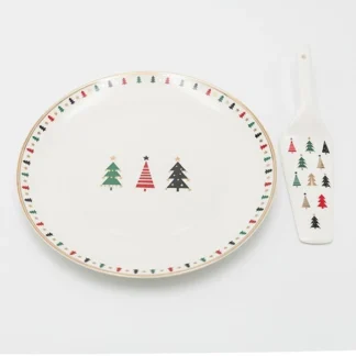 PLATE WITH SPATULA WITH COLORED TREES, 26.70cm 600-48044 - Eurolamp