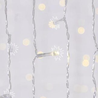 CURTAIN, 500 FLASH LED 5mm, 31V ADAPTOR, 4 CONNECTORS UP TO 3 SET, TRANSPARENT PVC WIRE, WARM WHITE LED (H250 x L300cm, 20 LINES x 25 LED), LEAD WIRE 3m, IP44 600-02691 - Eurolamp