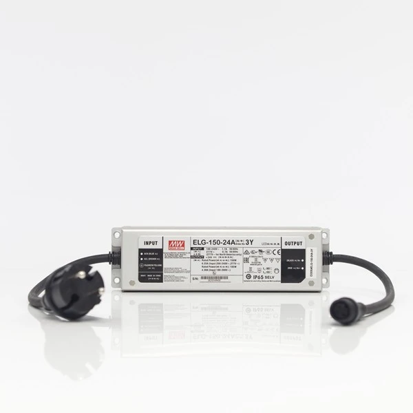 24V ADAPTOR, 150W, GREEN RUBBER WIRE, LEAD WIRE 3m, IP44 600-09421