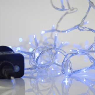 LINE, 100 LED 3mm, 31V ADAPTOR, 8 M/F & MEMORY, TRANSPARENT PVC WIRE, BLUE LED PER 5cm, LEAD WIRE 3m, IP44 600-11563 - Eurolamp