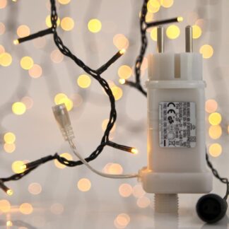 LINE, 400 LED 3mm, 31V ADAPTOR, 4 CONNECTORS UP TO 3 SET, MICROPHONE, MEMORY, REMOTE CONTROL (TIMER & DIMMER), GREEN PVC WIRE, WARM WHITE LED PER 5cm, LEAD WIRE 3m, IP44 600-11870 - Eurolamp