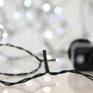 LINE, 240 LED 3mm, 31V ADAPTOR, 8 M/F & MEMORY, GREEN PVC WIRE, WHITE LED PER 5cm, LEAD WIRE 3m, IP44 600-13280 - Eurolamp