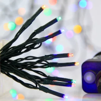 LINE, 240 LED 3mm, 31V ADAPTOR, 8 M/F & MEMORY, GREEN PVC WIRE, MULTI LED PER 5cm, LEAD WIRE 3m, IP44 600-13289 - Eurolamp