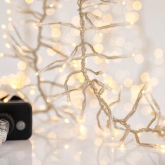 CLUSTER 1,3m, 144 LED 3mm, 31V ADAPTOR, 8 M/F & MEMORY, TRANSPARENT PVC WIRE, WARM WHITE LED, LEAD WIRE 3m, IP44 600-18121 - Eurolamp